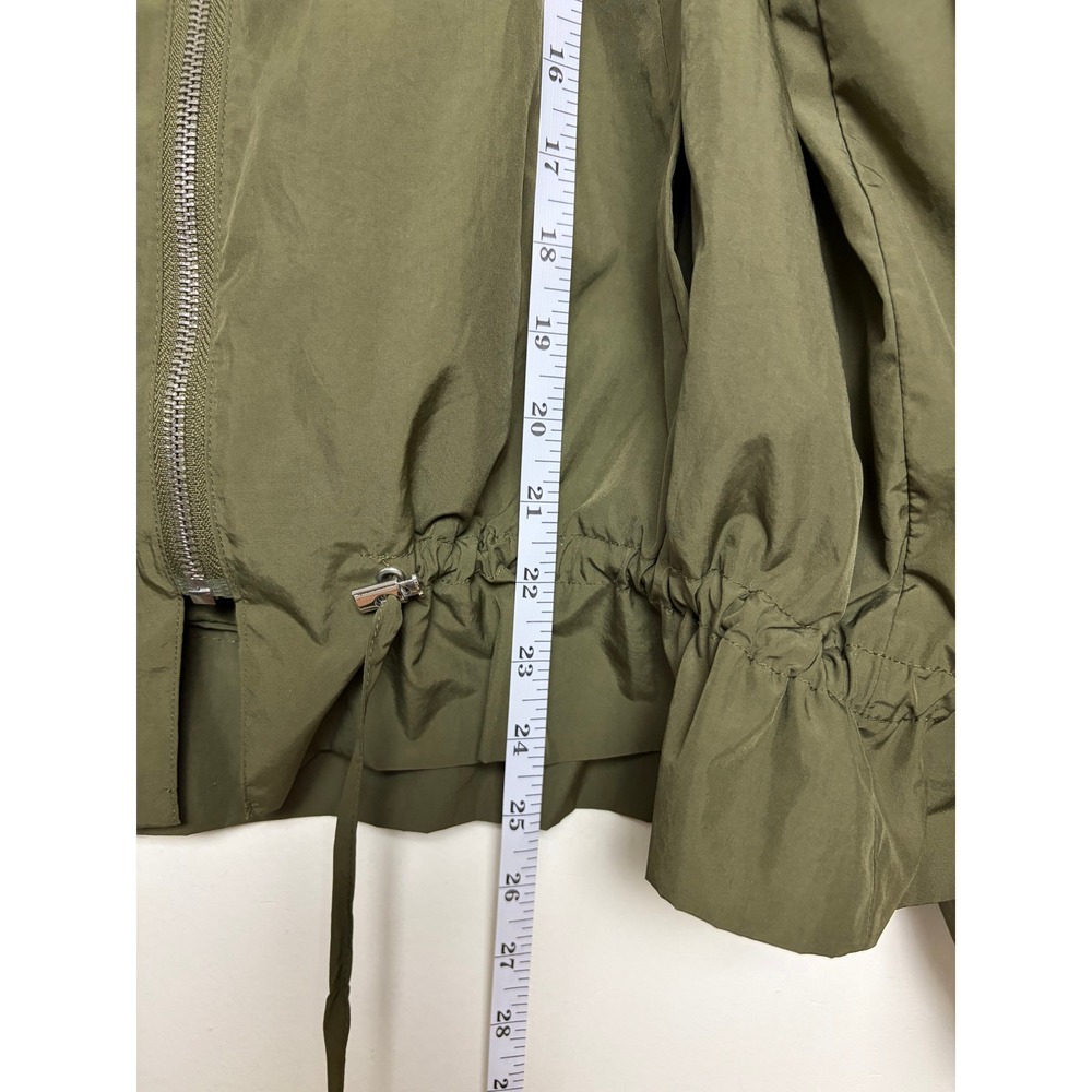 Zara Basic Womens XL Olive Green Full Zip Windbreaker Jacket Drawstring Hem - Picture 7 of 7
